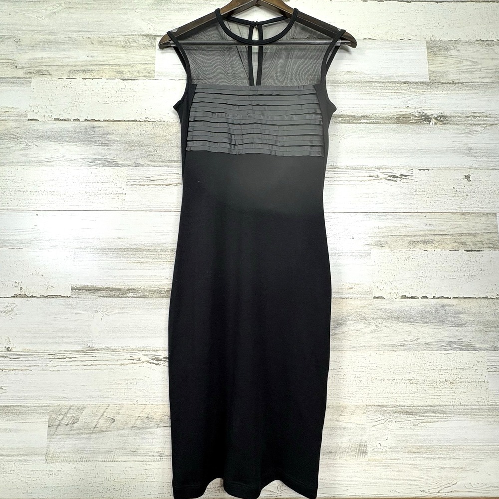 DIESEL Womens Black D HALLIE Sleeveless Leather Mesh Bodycon Pencil Dress Size S